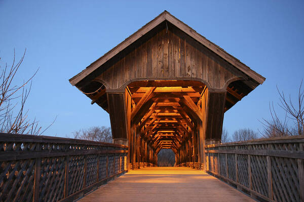 100324 Guelph Walking Bridge Poster featuring the photograph Covered Bridge Guelph Ontario #2 by Nick Mares