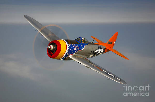 Transportation Poster featuring the photograph A Republic P-47d Thunderbolt In Flight by Scott Germain