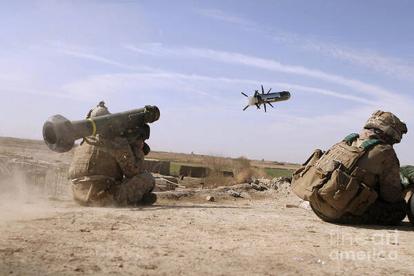 Marines Poster featuring the photograph A U.s. Marine Fires A Javelin by Stocktrek Images