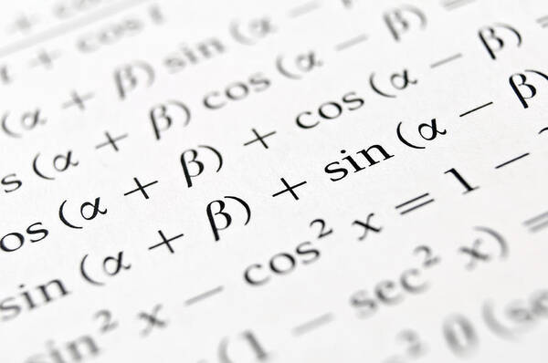Calculation Poster featuring the photograph Algebra formulas close up. by Fernando Barozza