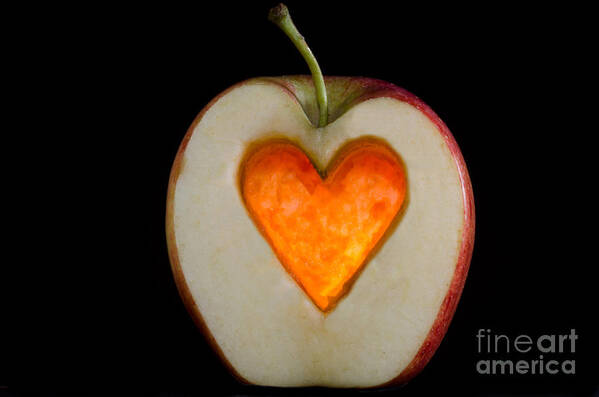 Apple Poster featuring the photograph Apple with a heart by Mats Silvan