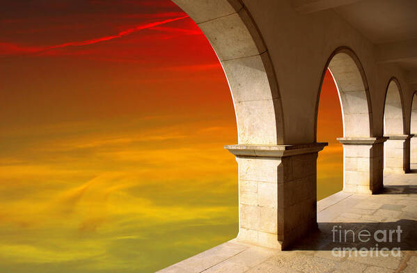 Air Poster featuring the photograph Arches at Sunset by Carlos Caetano