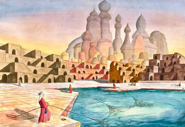Atlantis Poster featuring the painting Atlantis Retrospect by Frank SantAgata