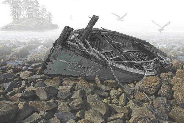 Composite Poster featuring the photograph Beached Boat by Randall Nyhof