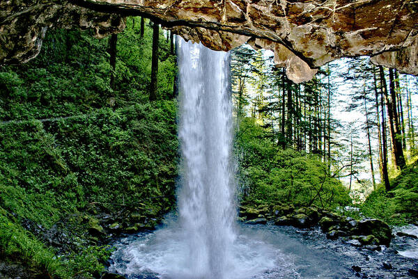 Oregon Poster featuring the photograph Beneath the Falls by Rob Green