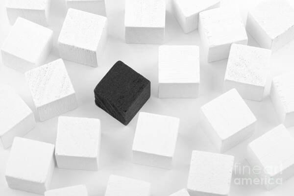 Abstract Poster featuring the photograph Black cube lost in white cube by Simon Bratt