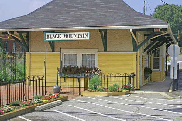 Train Poster featuring the photograph Black Mountain Train Depot by Lou Belcher