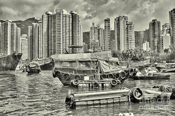 High Rise Poster featuring the photograph Boat Life in Hong Kong by Joe Ng