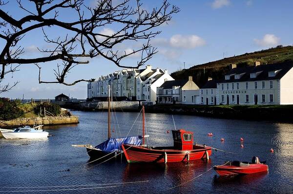 Architecture Poster featuring the photograph Boats Moored At A Riverbank With by The Irish Image Collection 