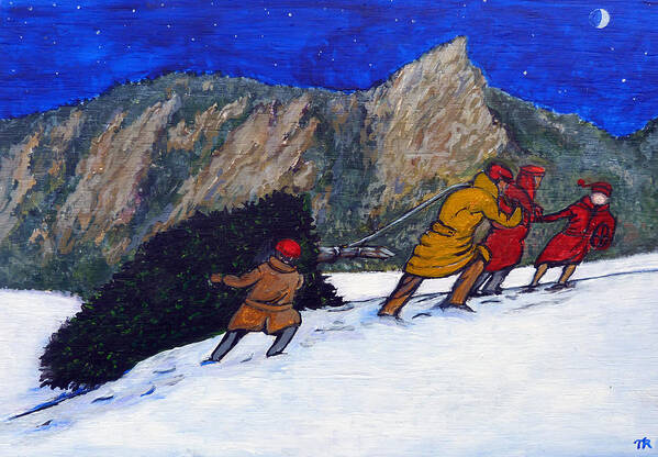 Flatirons Poster featuring the painting Boulder Christmas by Tom Roderick