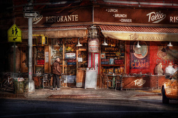 New York Poster featuring the photograph Cafe - NY - Chelsea - Tello Ristorante by Mike Savad