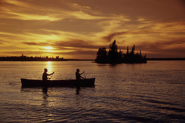 Adult Poster featuring the photograph Canoeing At Sunset, Otter Falls by Dave Reede