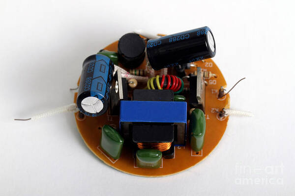 Circuit Board Poster featuring the photograph Circuit Board Of Light Bulb by Photo Researchers, Inc.