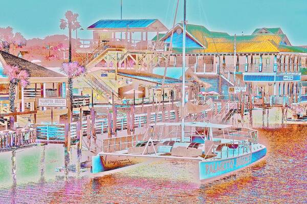  Poster featuring the painting Colors of Shem Creek SC by Virginia Bond