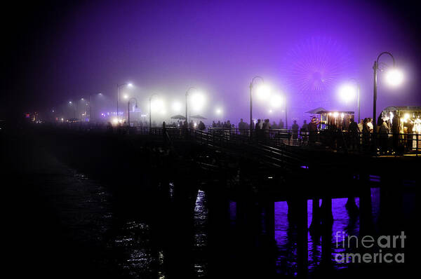 Art Poster featuring the photograph Cool Night at Santa Monica Pier by Clayton Bruster