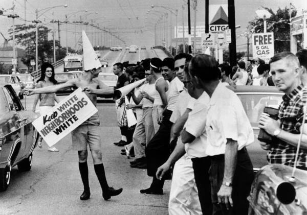 History Poster featuring the photograph Counter Demonstrators Against Open by Everett