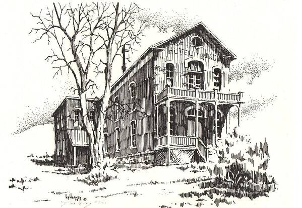 Ghost Towns Poster featuring the drawing Courthouse Bannack Ghost Town Montana by Kevin Heaney