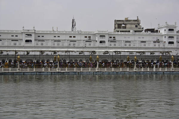 Amrit Sarovar Poster featuring the photograph Crowd of devotees inside the Golden Temple by Ashish Agarwal