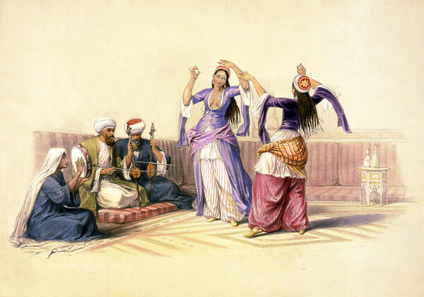 Dancing Poster featuring the photograph Dancing girls at Cairo by Munir Alawi