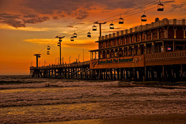 Daytona Beach Pier Poster featuring the photograph Daytona Beach Pier at Sunset by Stephen Johnson