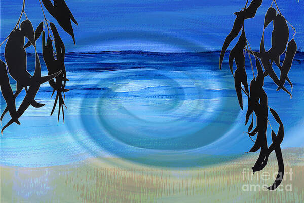 Water Poster featuring the digital art Eucalyptus Ocean View by Shelley Myers