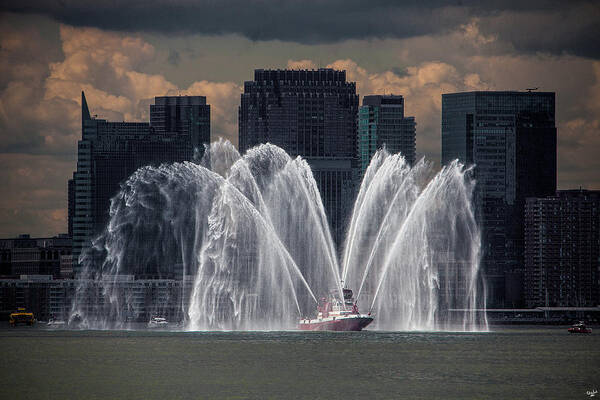 Fireboat Poster featuring the photograph Fireboat on the Hudson by Chris Lord