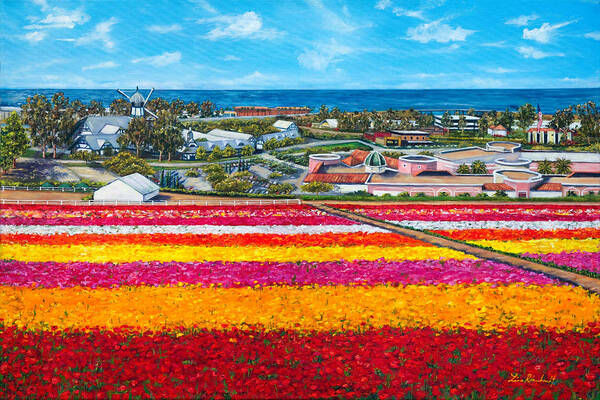 Xcarlsbad Poster featuring the painting Flower Fields by Lisa Reinhardt
