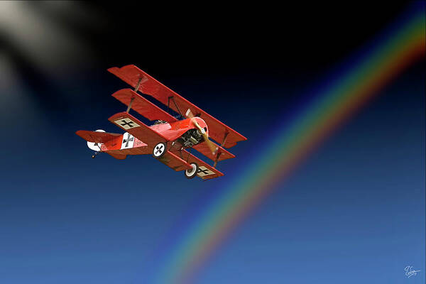 Endre Poster featuring the photograph Fokker With Rainbow by Endre Balogh