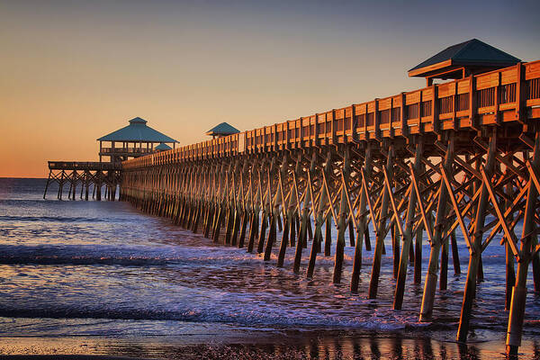Folly Poster featuring the photograph Folly Beach Pier by Lynne Jenkins