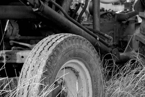 Ford Poster featuring the photograph Ford Tractor Details in Black and White by Jennifer Ancker