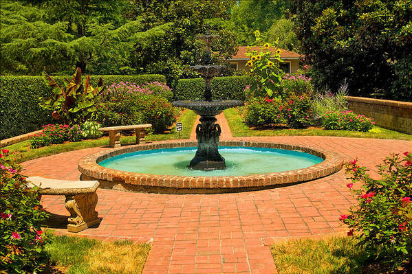 Fountain Poster featuring the photograph Garden Fountain 03 by Cindy Haggerty
