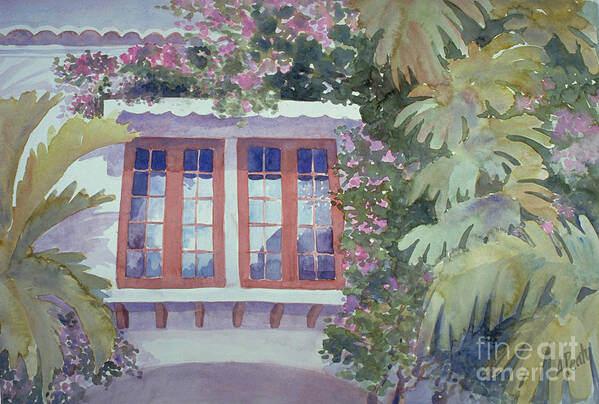 Garden Poster featuring the painting Garden Windows by Audrey Peaty