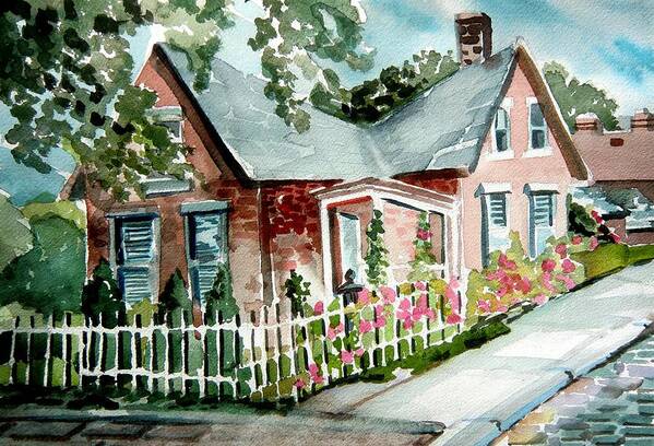 Building Poster featuring the painting German Village House by Mindy Newman