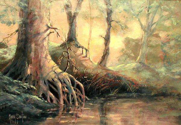 Landscape Poster featuring the painting Golden Forest by Gary Partin