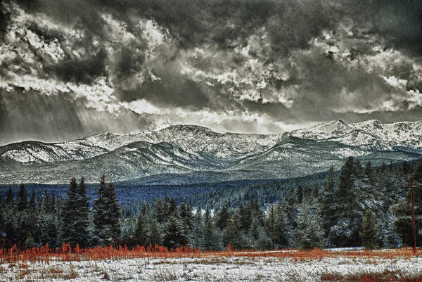 Ski Cooper Just As An Early October Snow Storm Rolls In Over The Mountains. Poster featuring the photograph Here comes the Snow by Paul Beckelheimer