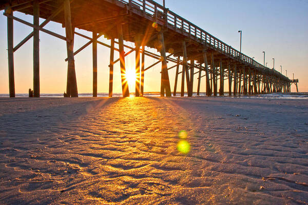 Jolly Poster featuring the photograph Jolly Roger Pier Sunrise U by Betsy Knapp