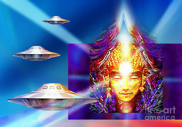 Ufo Poster featuring the mixed media Light Being by Hartmut Jager