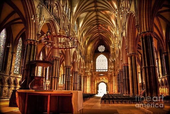 Yhun Suarez Poster featuring the photograph Lincoln Cathedral Altar And Nave by Yhun Suarez
