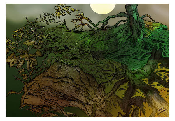 Woodland Poster featuring the drawing Lymphoy Night Drawing by Grant Wilson