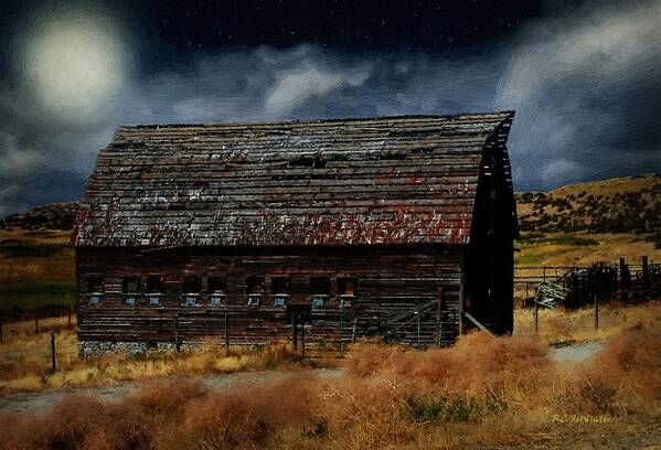 Landscape Poster featuring the painting Moody Moon by RC DeWinter