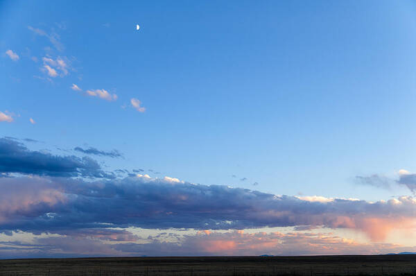 Clouds Poster featuring the photograph Moon Above the Horizon by Monte Stevens