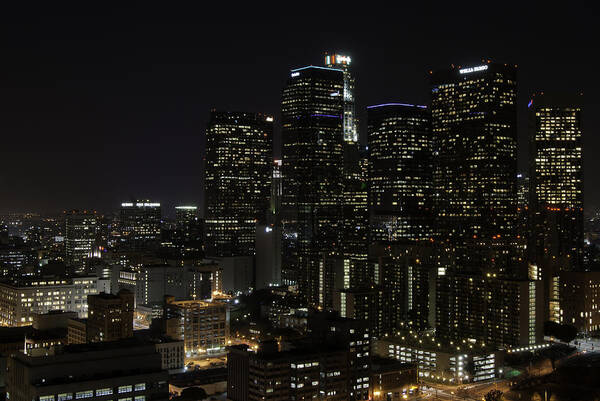 Downtown Poster featuring the photograph Night View of LA by Vanessa Espinoza