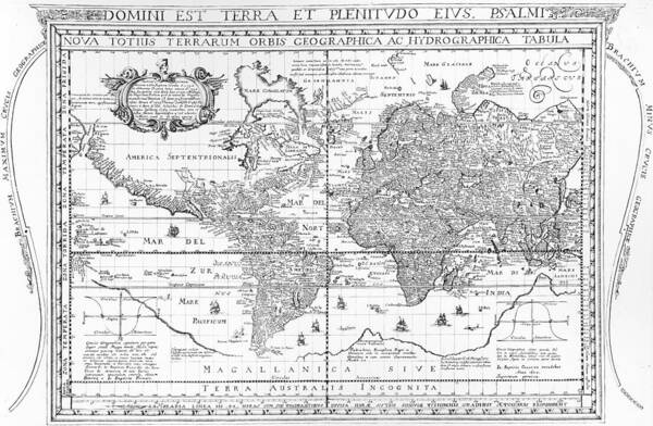 Maps Poster featuring the drawing Nova Totius Terrarum Orbis Geographica Ac Hydrographica Tabula by Dutch School