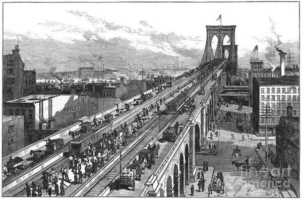 1883 Poster featuring the photograph Ny: Brooklyn Bridge, 1883 by Granger