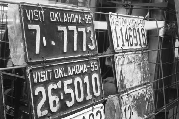 License Plates Poster featuring the photograph Oklahoma 1955 by Toni Hopper