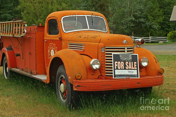 Firetrucks Poster featuring the photograph Old Orange Firetruck by Randy Harris