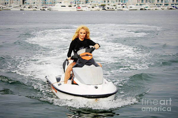 Pamela Anderson Poster featuring the photograph Pamela Anderson is a jet ski vixen by Nina Prommer