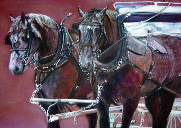 Horses Poster featuring the pastel Parade Horses by Leonor Thornton