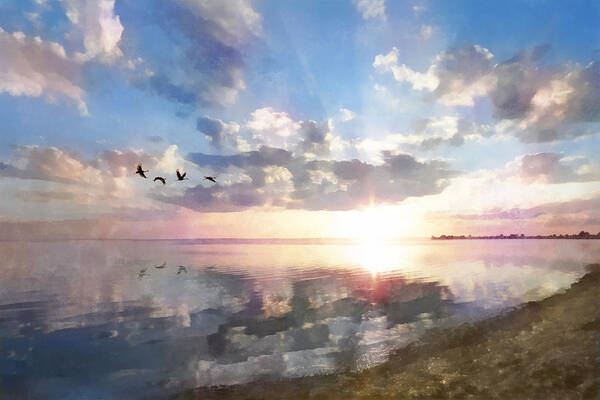Sunrise Poster featuring the digital art Peaceful Sunrise by Frances Miller