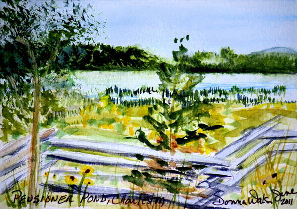 Landscape Poster featuring the painting Pensioner Pond in Charleston Vermont by Donna Walsh